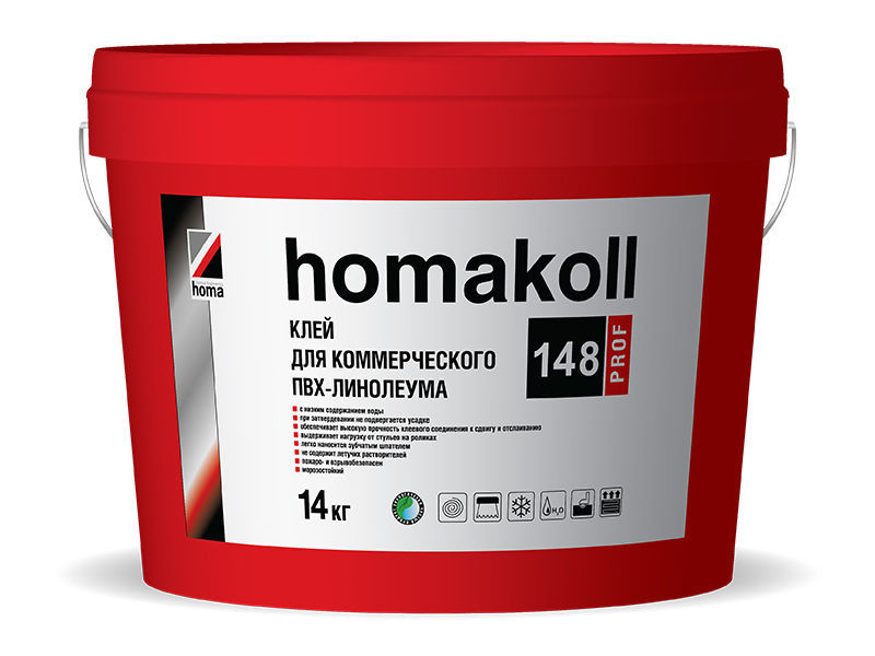Клей для коммерческого линолеума homa homakoll 148 prof 14кг